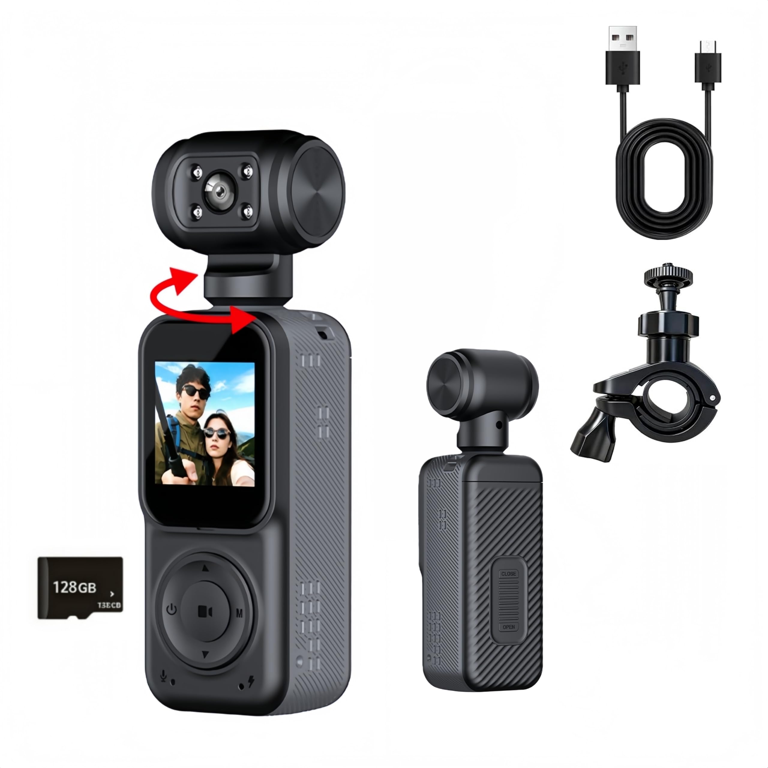 Photo 1 of **FOR PARTS ONLY /NON-FUNCTIONAL*** Fenpos Body Camera, Pocket POV Camcorder, Pocket Camera,Video & Audio vlogging Cam, with 270° Rotating Lens, EIS Stabilization for Travel, Meeting, and Daily Use 128G