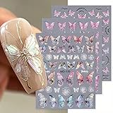 Butterfly Nail Art Stickers Decals 5D Embossed