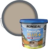 Ronseal Fence Life Plus+ Warm Stone 5L - 5 Year Protection, All Weather, Damp