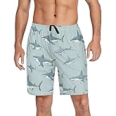 Sharks Dark Men's Pajama Pants Short Sleepwear Cute Pj Bottom with Pockets Drawstring Lounge L