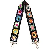 MIRIFRIGE Crochet Flower Purse Strap,Knit Wide Replacement Crossbody for Shoulder Strap Bag Adjustable 2inch Guitar Strap