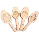 Onart Home - 4 Pack - Wooden Cookie Mold for Baking Carved Mould Press Mooncake Mold Baking Moon Pastry Maamoul Mold Cake Mold for Enjoyable Time