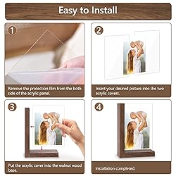 Mixoo 4x6 Picture Frames 2 Pack - Rustic Wooden