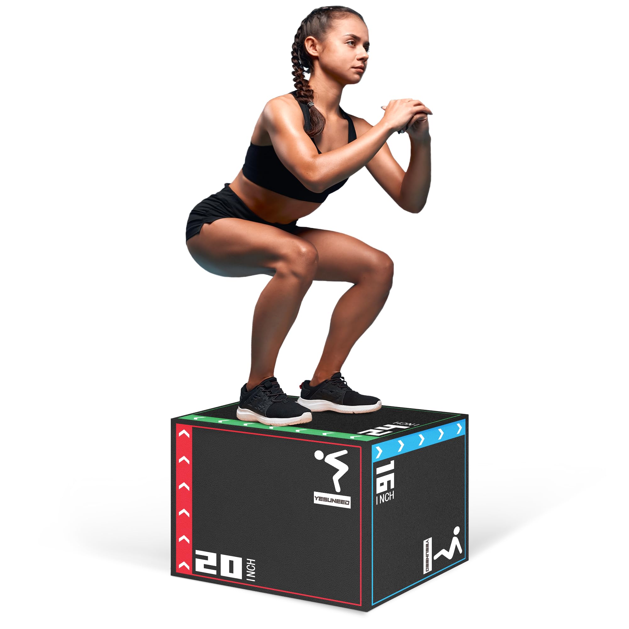 Jumping Plyo Box 3 in 1 Foam Plyometric Box Heavy Duty Jumping Box High ...