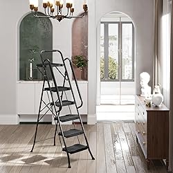KINGRACK 5 Step Ladder with Tool Platform, 900 lbs