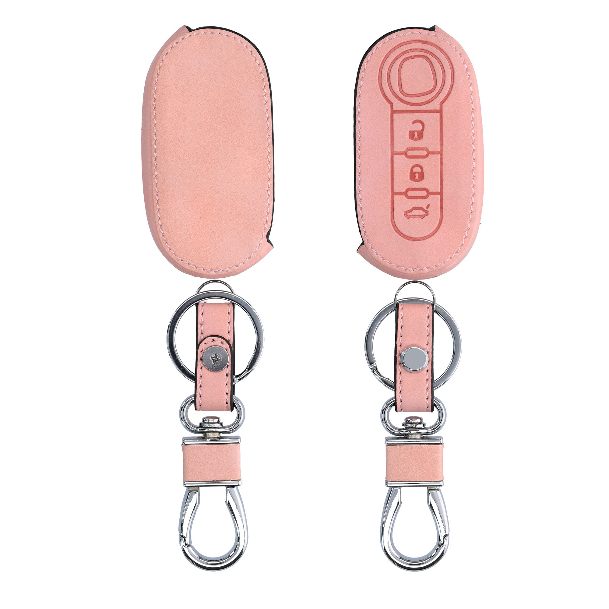 kwmobile Car Key Cover Compatible with Fiat Lancia 3 Button Car Flip Key - Synthetic Nubuck Leather Fob Cover - Dusty Pink
