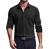 COOFANDY Men's Dress Shirts Long Sleeve Casual Button Down Shirt Solid Regular Fit Formal Business Shirts