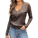Women Sweater Long Sleeve Fall - V Neck Pullover Sweaters, Business Casual Work Outfits, Lightweight Trendy Fashion Fit Tops
