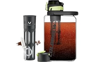 ITSLIFE Cold Brew Coffee Maker, 68oz Iced Coffee Tritan Pitcher with Filter, 2 Pour Spout Lids for Ice Coffee Tea, Airtight & Leak-Proof Coffee Barrel(Black)