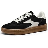Vilanva Women's Fashion Sneakers Casual Tennis Shoes with Genuine Suede Classic Retro Gum Sole Walking Trendy Footwear