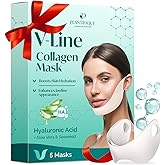 PLANTIFIQUE V-Line Collagen Mask for face 5 PCS | Chin Strap for Women & Men | V Line Lifting Mask with Collagen and Hyaluronic Acid V Shape Face Tape Chin | Skin Firming