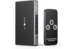 SETMSPACE 4K@60Hz HDMI Switch with Remote [HDR Ultra Clear] HDMI Switcher 3 in 1 Out Aluminum 4K HDMI Switch Box [Smart Auto Switch] HDMI Splitter for Lap PC HD TV DVD Player Xbox PS5 Game Consoles