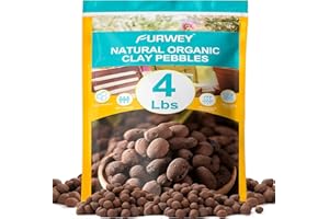 FURWEY 4 LBS Organic Clay Pebbles 4mm-16mm Leca for Plants 100% Natural Hydroton Clay Pebbles for Hydroponic Growing Gardenin