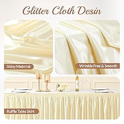9ft Length Glitter Champagne Table Skirt for