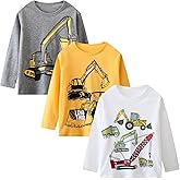 Boys Long Sleeve T-Shirt Cotton Casual Winter Crewneck Basic Active Tops Tee Tunic Shirts 3 Packs Sets