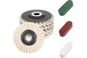 Dimeho 8 Pcs Wool Buffing Pads Wool Buffing Discs Stone Wools Felt Polishing Wheel and Polishing Compound Set Polishings Wheel Angle Grinder Attachment for Metal Marble Stone Furniture