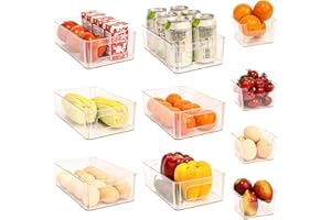 Kitchen Organizers and Storage‌ 10-Piece Set，Clear ‌Plastic Storage Containers‌ Bins‌ with Handles for ‌Fridge Pantry, Cabine