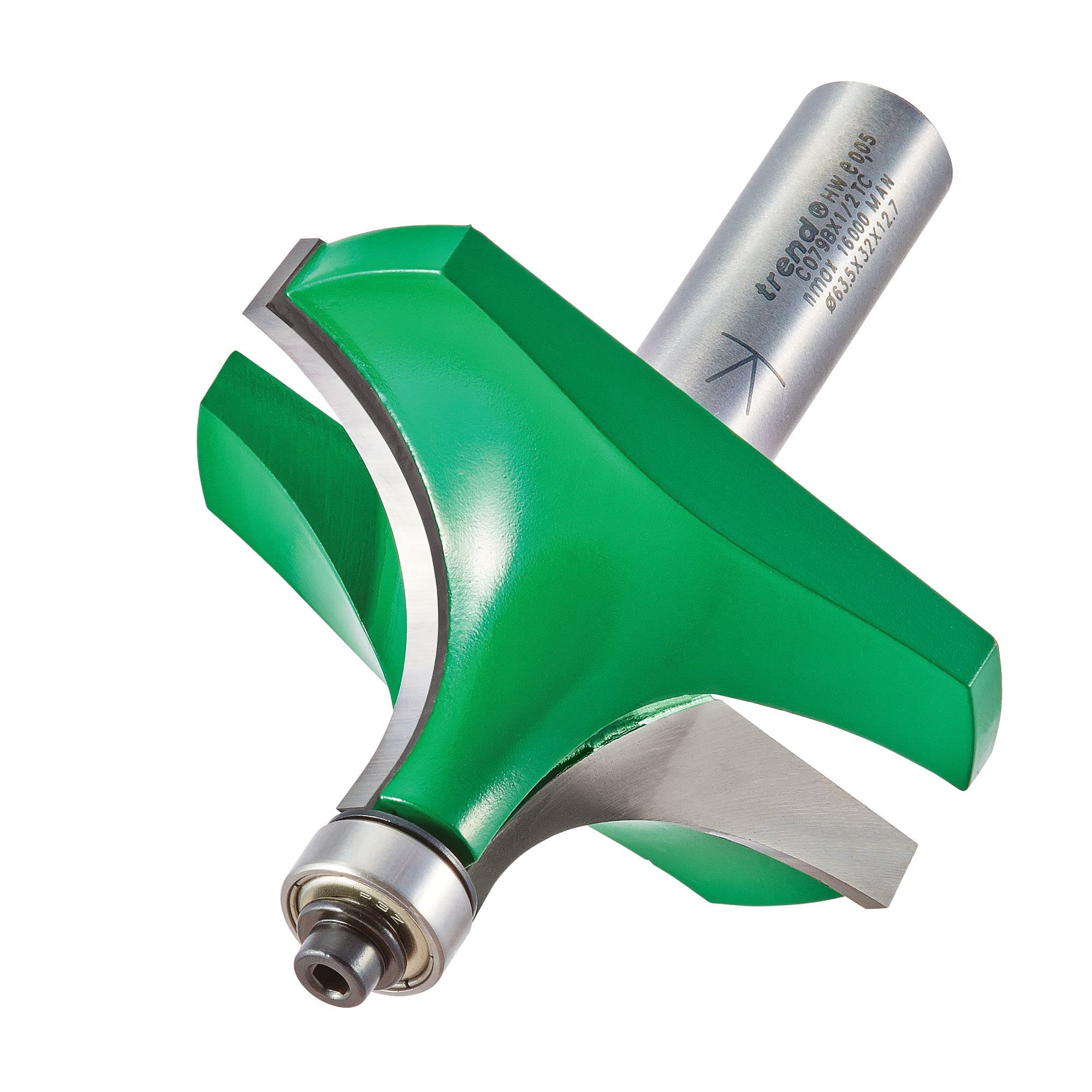 Trend CraftPro Bearing Guided Ovolo Router Cutter, 1/2 Inch Shank, 25.4mm Radius, 32mm Cut Length, Tungsten Carbide Tipped, C079BX1/2TC