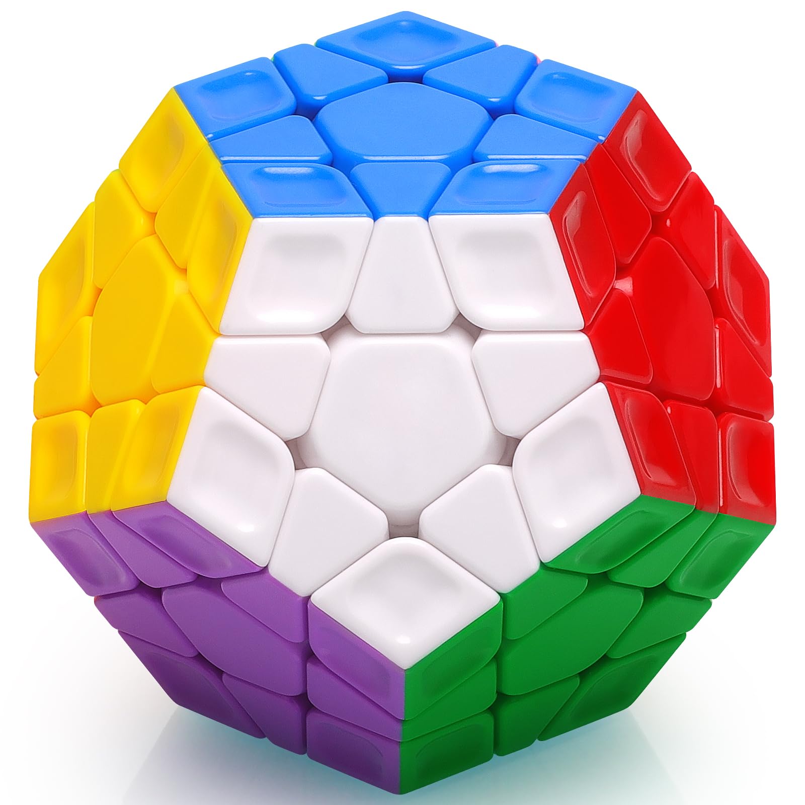 TOYESS Megaminx Stickerless,Speed Magic Cube 3x3 Dodecahedron Puzzle Cube Twist Travel Toys Christmas Stocking Fillers for Kids & Adults