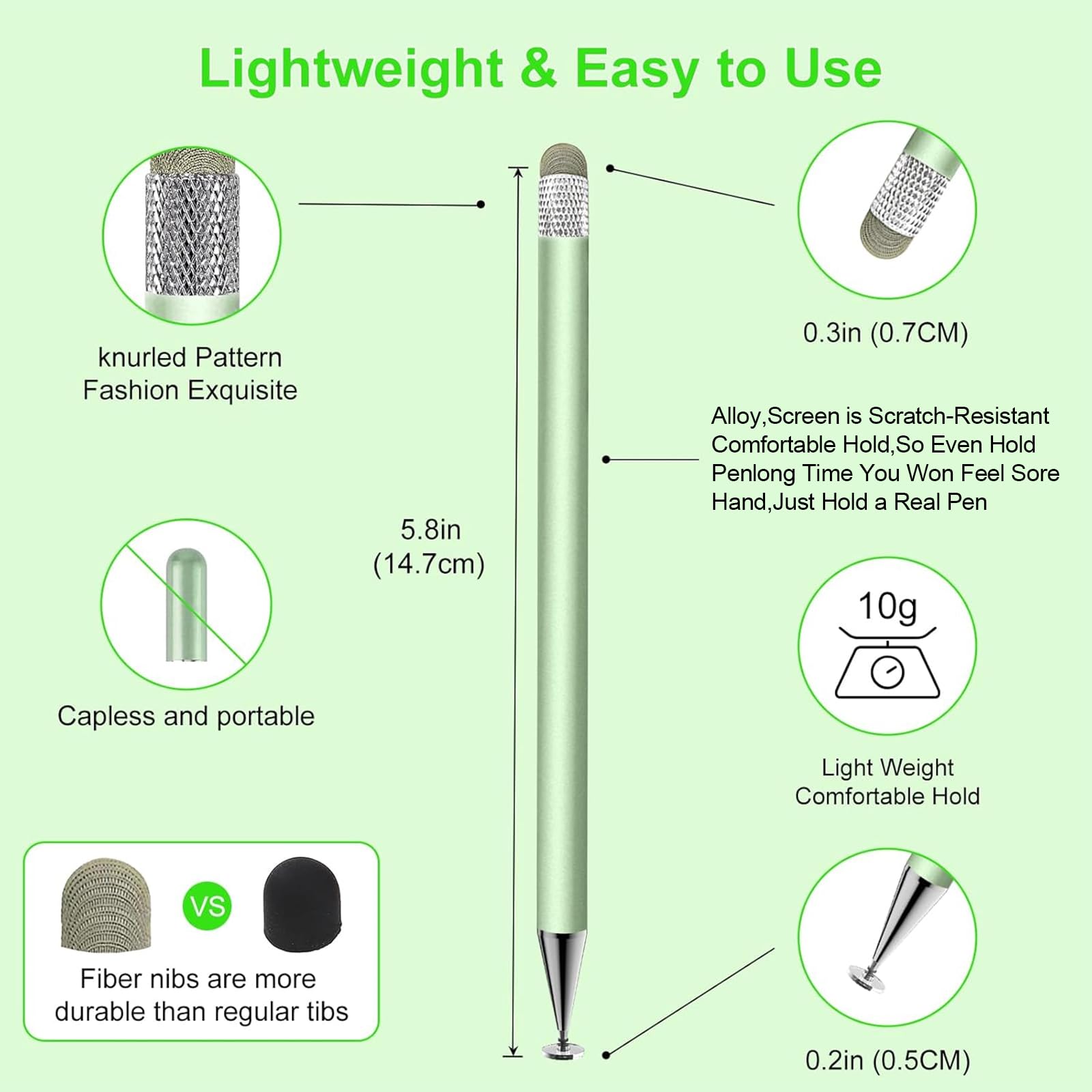 Stylus Pen for Touchscreen,3pcs 2in1 High Precision Sensitivity Stylus, Suitable for iPhone/ipad/Android Stylus for ipad,Compatible with Touch(Green/Purple/Rose Gold + 4Tips)