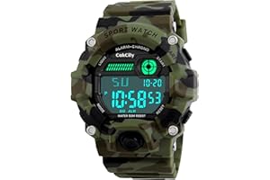 CakCity Boys Camouflage LED Sport Watch,Waterproof Digital Electronic Casual Military Wrist Kids Sports Watch with Silicone Band Luminous Alarm Stopwatch Watches
