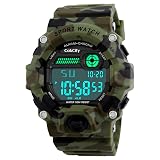 CakCity Boys Camouflage LED Sport Watch,Waterproof Digital Electronic Casual Military Wrist Kids Sports Watch with Silicone Band Luminous Alarm Stopwatch Watches