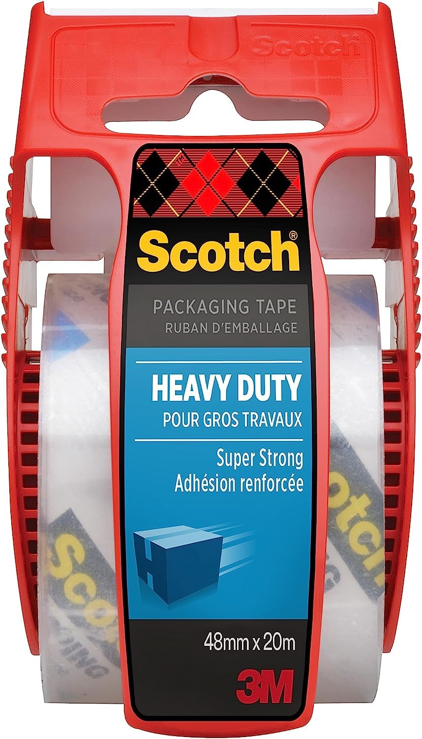 Scotch Packaging Tape Extra Resistant in Hand Dispenser Transparent, 1 Roll, 48 mm x 20 m - Ideal for Packing Boxes and Parcels