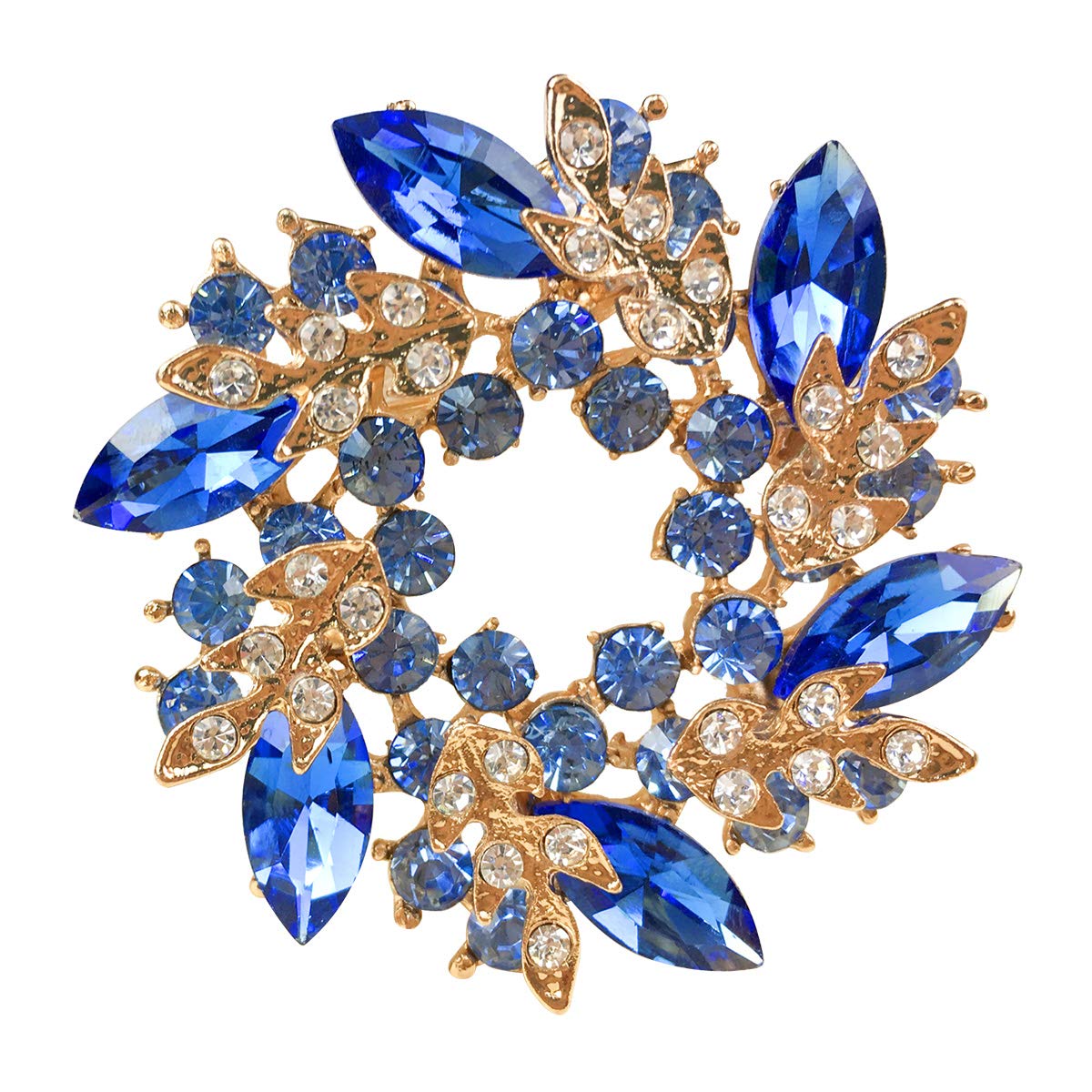 Mecool Bauhinia Brooch Pin for Women Flower Brooch Elegant Simulated Crystal Brooches-Blue