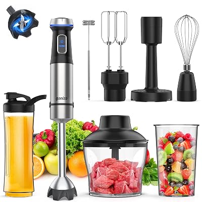 Ganiza Immersion Blender 5 in 1 Hand Blender Max 1000W Heavy Duty Motor (8 IN1)