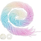 PandaHall 3720pcs 2mm Crystal Faceted Glass Beads, 20 Strands Tiny Loose Spacer Beads, Small Faceted Gemstone Strands for Bracelets Jewelry Making (Blue Gradient Mix)