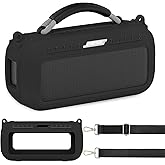 JCHPINE Silicone Cover Case for Bose SoundLink Max Portable Speaker Accessories, Soft Silicone Skin for SoundLink Max Bluetooth Speaker with Shoulder Strap (Black Case)