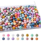 Sunrony 240Pcs 12mm Silicone Beads for Keychain Making, Mixed Color Round Silicone Beads for Pens and Necklace Bracelet Crafts Making (Multicolor Soft)