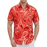 Mens Hawaiian Shirts Tops Short Sleeve Floral Button Down Beach Shirt Vintage Tropical Palm Summer Lightweight Blouses Male