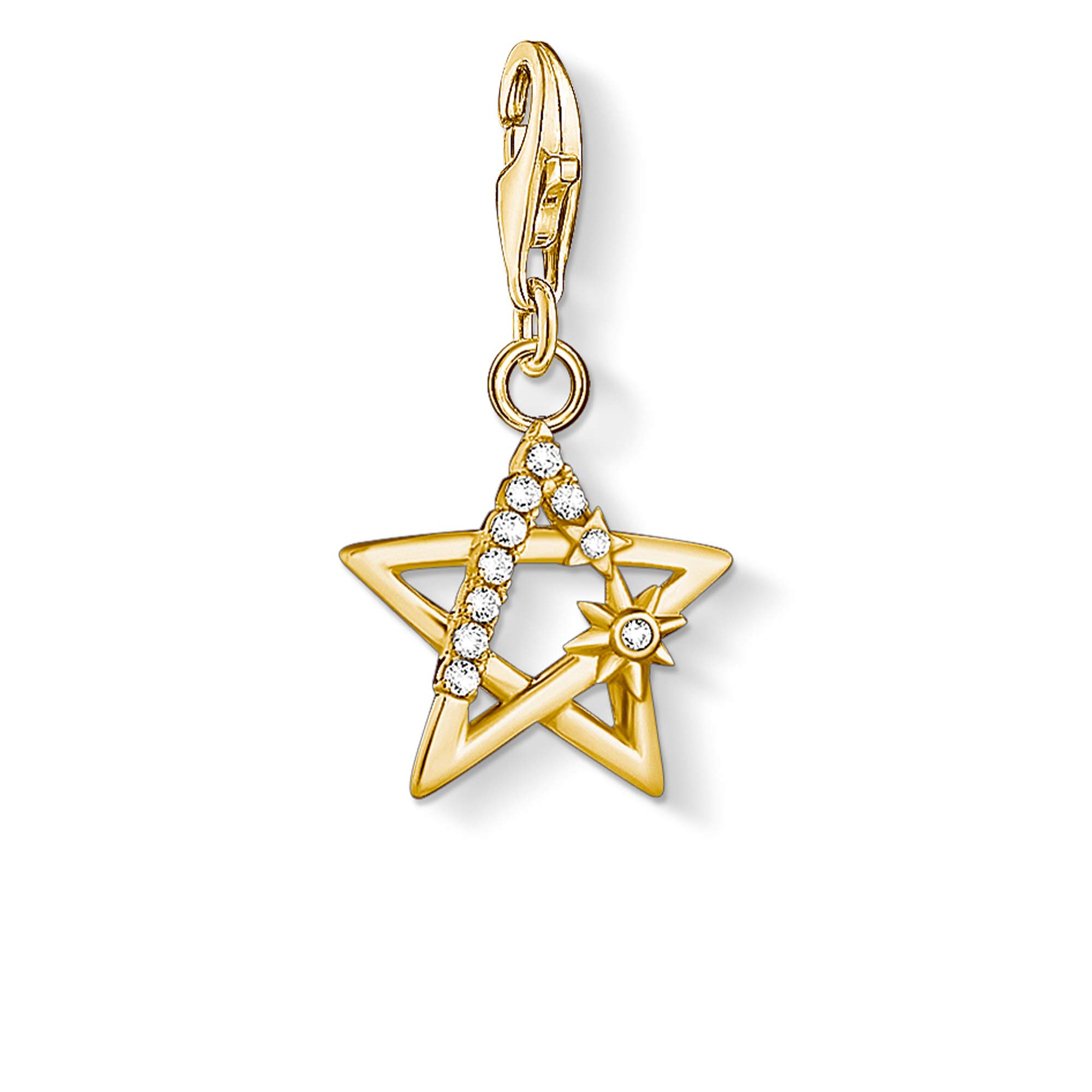 Thomas Sabo Women's Charm Pendant Star with Stones Charm Club 925 Sterling Silver, 2,4 x 1,3 cm, Metal, Not Applicable