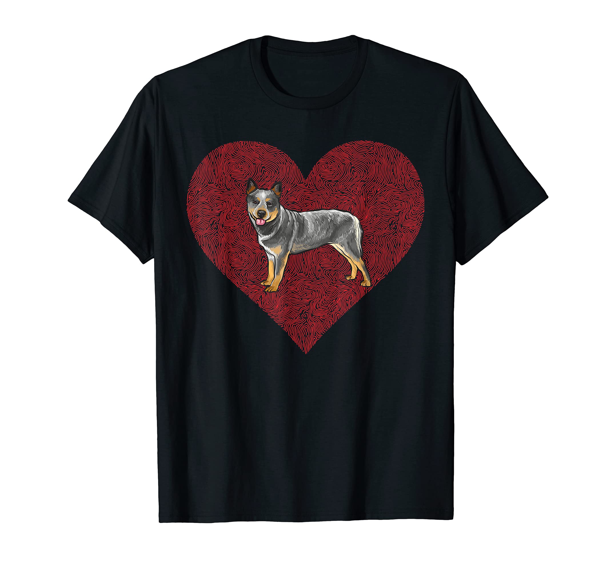 Australian Cattle Dog Valentines Day Dog Love Fingerprint T-Shirt