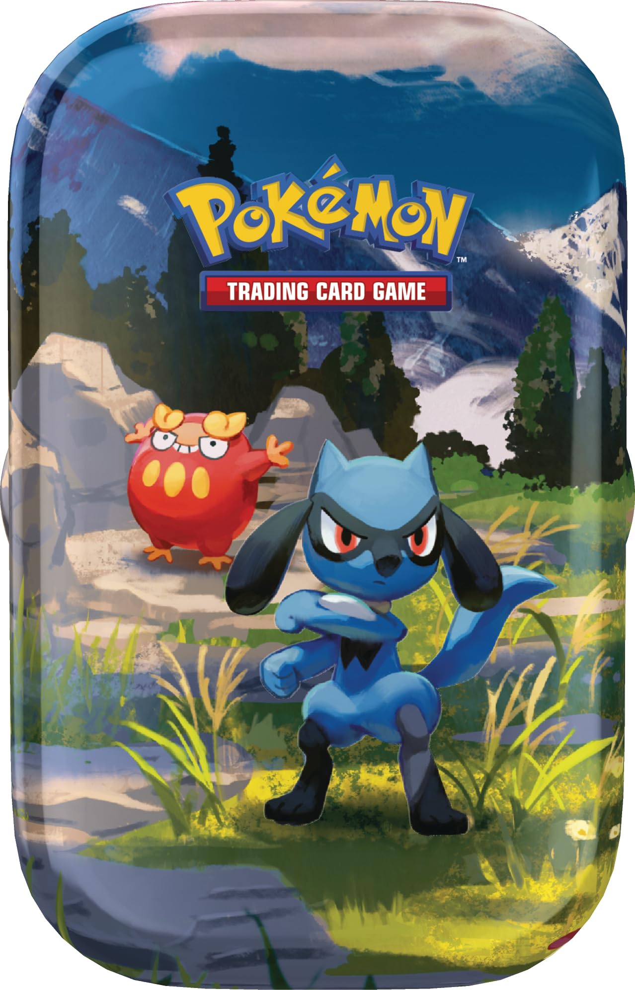 Pokémon-Sammelkartenspiel: Mini-Tin-Box Mega-Entwicklung – Erhabene Helden: Riolu und Flampion (1 Stickerbogen, 1 Pokémon-Bildkarte und 2 Boosterpacks) 2