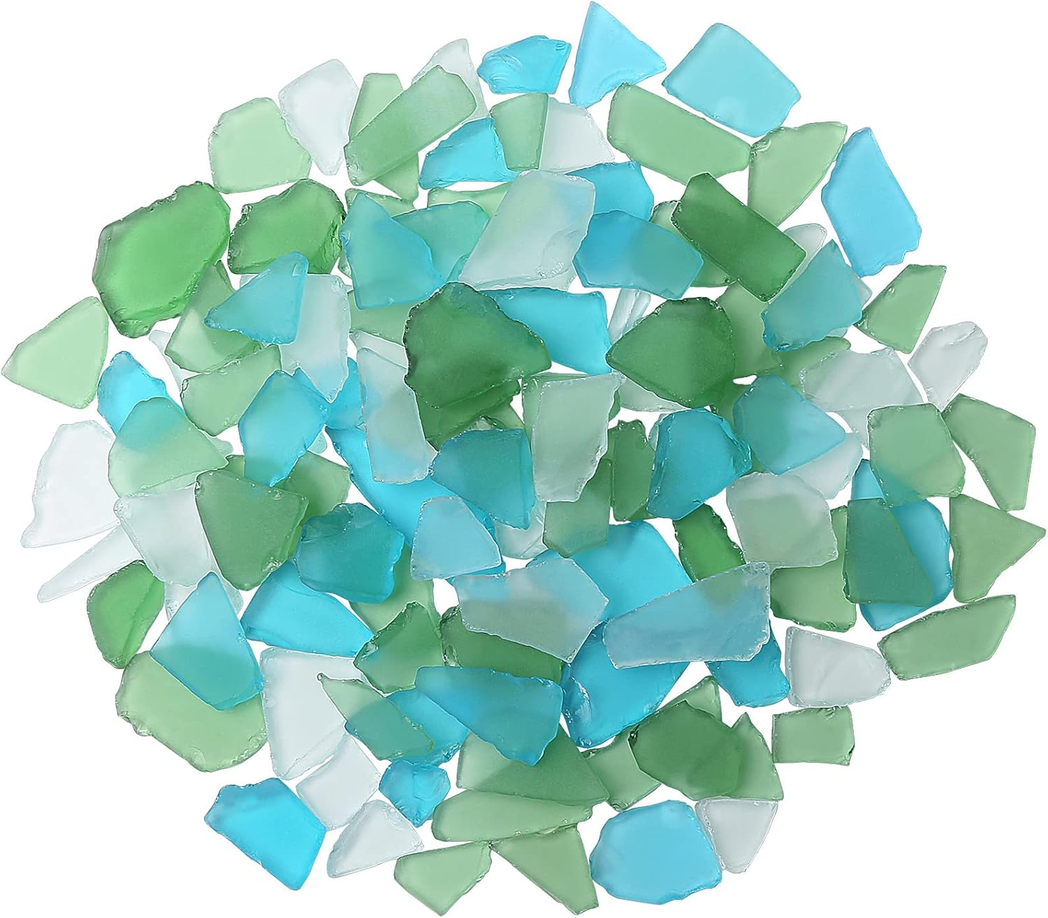 Vase Fillers - Sea Glass for Crafts - 16oz Versatile Decorative Frosted Seaglass Pieces - Vase Filler, DIY Art Craft Supplies - Beach Weddings, Home Decor, Aquariums Decor (Green/Aquamarine/White)