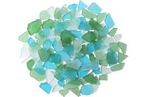 GIFTVEST Sea Glass for Crafts - 16oz Versatile Decorative Frosted Seaglass Pieces - Vase Filler, DIY Art Craft Supplies - Beach Weddings, Home Decor, Aquariums Decor (Green/Aquamarine/White)
