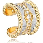 Ear Cuff Earrings for Women Non Piercing Clip On Chunky Earrings Cartilage Wrap Ear Cuffs 14k Gold Plated Cubic Zirconia Hypoallergenic Jewelry Gifts, Single