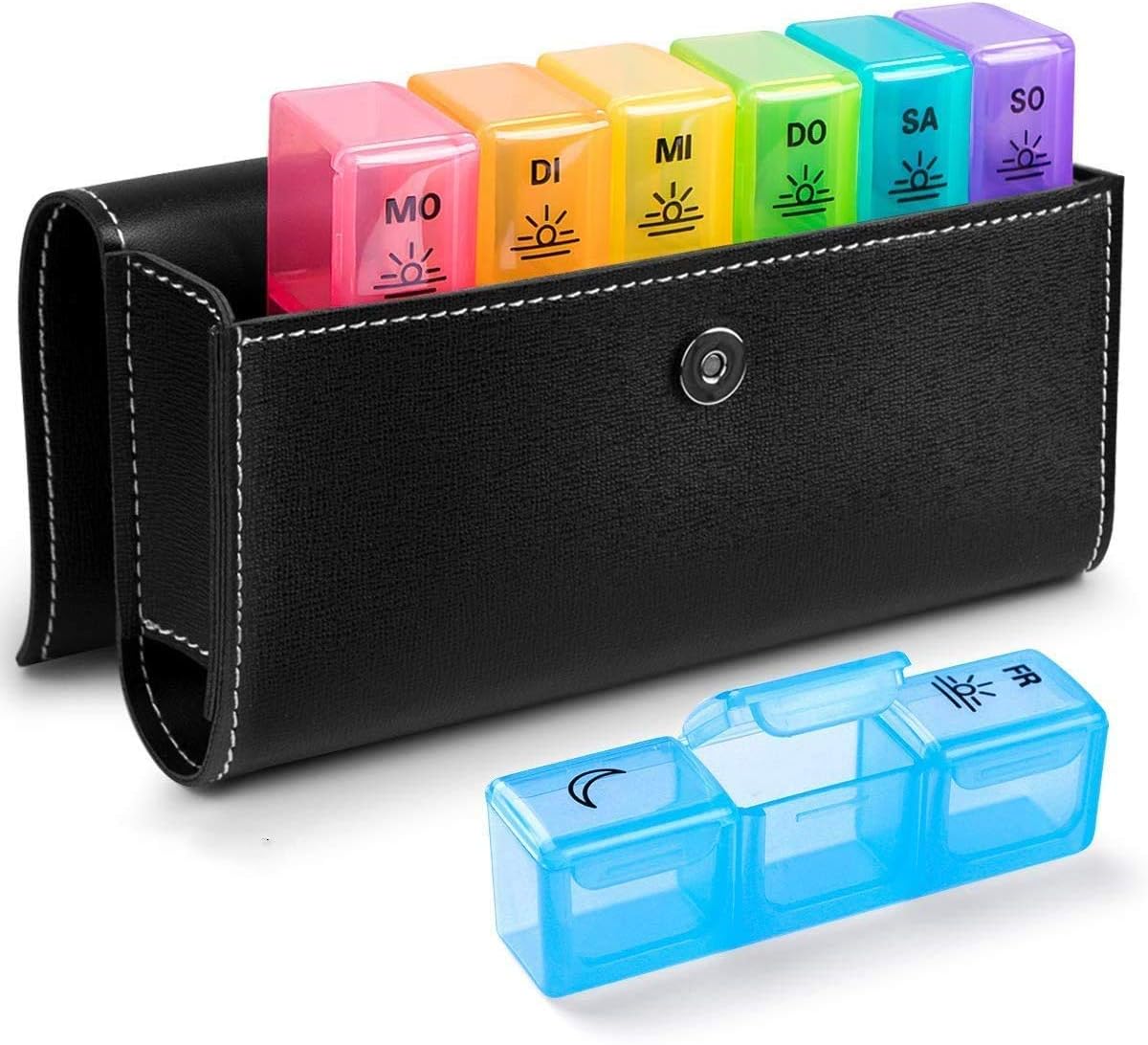 CCDSR-Tabletten box 7 Tage - Medikamentenbox Pillendose Morgens Mittags Abends Reise mit PU ...