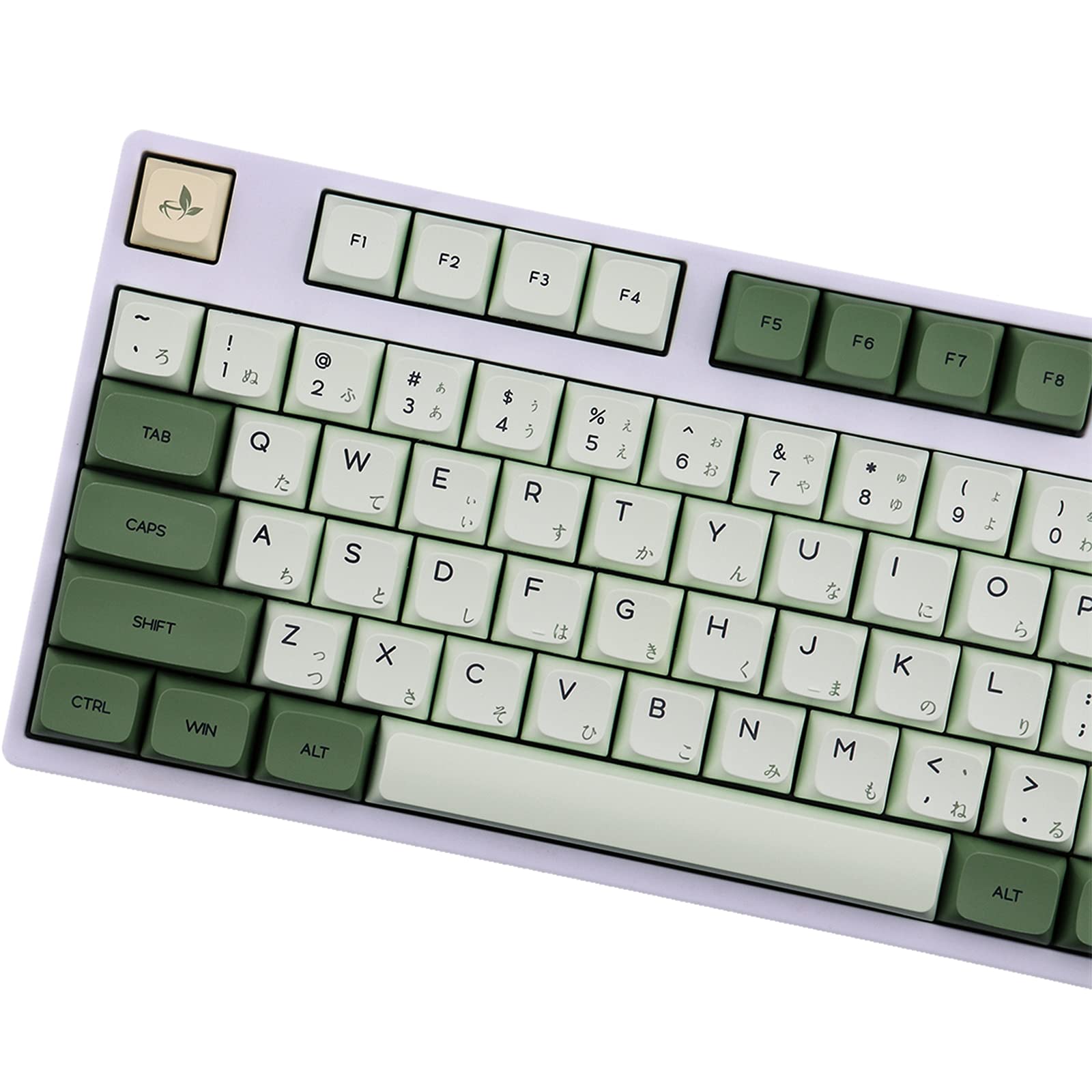 Tsungup Keycaps, 124 PBT Keycaps Dye-Sublimation Matcha Keycap English Japanese Korean Russian For Keyboard Gh60/Poker 87/TKL 104/ANSI/XD64/BM60/XD68/XD84/XD968(Only sell Keycap)