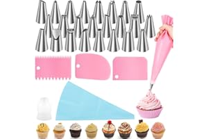 Cakes Decorating Supplies Kit Piping Bags and Tips Set, 30 or 126 Pcs 12 Inch Reusable and Disposable Icing Kit with Stainles