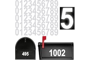 BATTOO 2 inch Reflective Mailbox Numbers Sticker (0-9, 5 Sets) Claasic Waterproof Self Adhesive Vinyl Numbers for Mailbox, Signs, Window, Door, Cars, Trucks, Home, Business, Address Number
