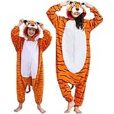 DarkCom Kids Animal Onesie,Women and Mens Cosplay Tiger Onesie Halloween Costume Christmas Pajamas Sleepwear