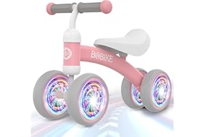 BOBIKE Baby Balance Bike Toys for 12-36 Months Kids Toy Boy and Girls Gifts Toddler Best First Birthday Gift Children Walker No Pedal Infant 4 Wheels Bicycle (Colorful, Pink-Light)