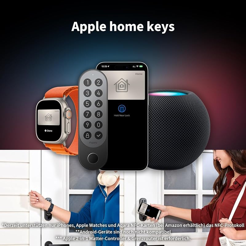 Smart Lock U200 mit Apple Home Key, Matter Over Thread, Schwarz