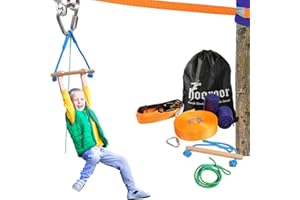 hooroor Slackline Pulley with 52FT Zipline, Monkey Bar, Most Accessory for Ninja Warrior Obstacle Course for Kids&Adults Backyard, Outdoor Playset Toys