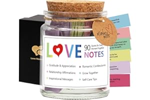 Qunrwe 90 PCS Love Notes Jar,Valentines Day Gifts for Him Her,Romantic Anniversary Birthday Engagement Wedding Long Distance Couple Gifts for Women Men Husband Wife Boyfriend Girlfriend Lover