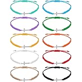 Janmercy 30 Pieces Easter Christian Friendship Cross Bracelet Bulk for Women Multicolored Christian Handmade Religious Cross Bracelet Adjustable Wish Rope String Jewelry with Charm for Men BFF Friend
