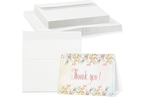 Prudiut 20 Sets Watercolor Cards with Envelopes, 140 lb/300 GSM Watercolor Paper Cards, 4x6 Inch Foldable Blank Cards and Envelopes for Greeting Card, Wedding Invitations, Thank You Card